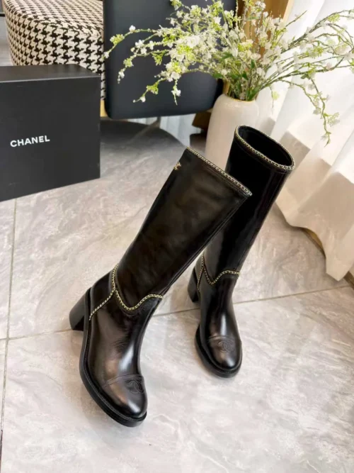 Chanel Black Leather Boots