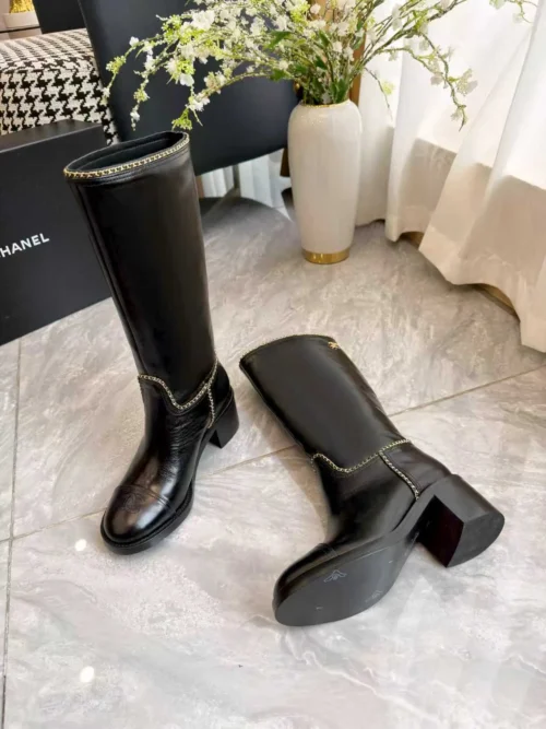 Chanel Black Leather Boots
