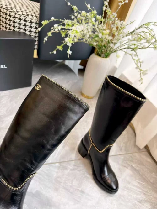 Chanel Black Leather Boots