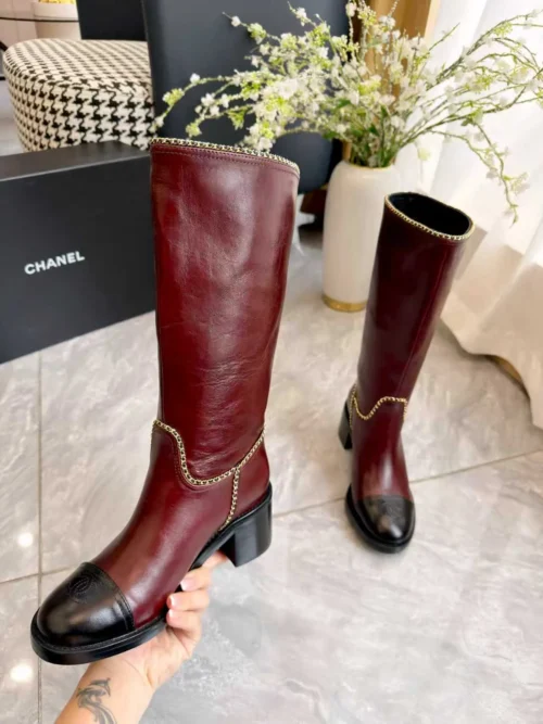 Chanel Black Leather Boots Style 0018