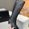 Chanel All Black Lambskin Boots Style 0056