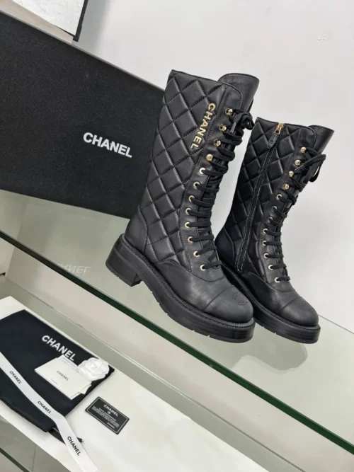 Chanel Black White Boots