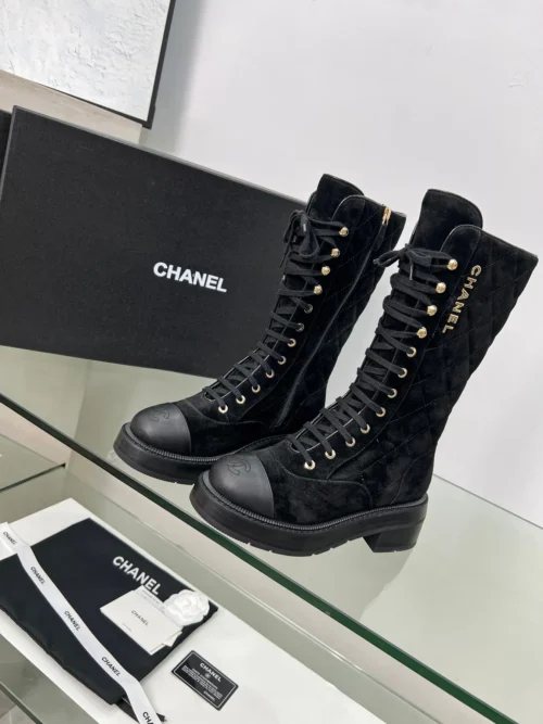 Chanel Black White Boots Style 0068