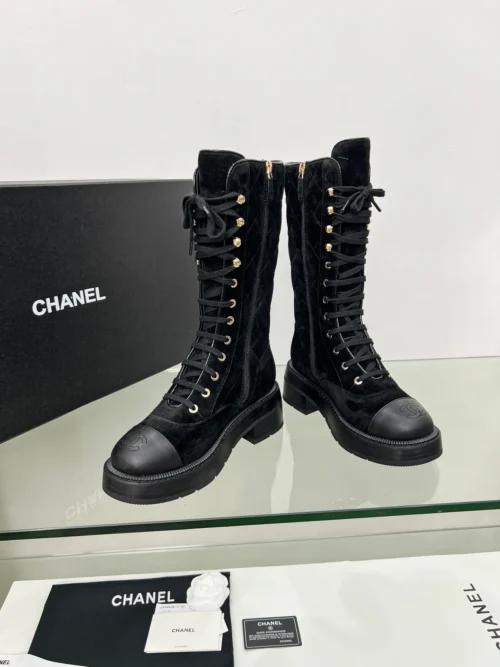 Chanel Black White Boots Style 0068