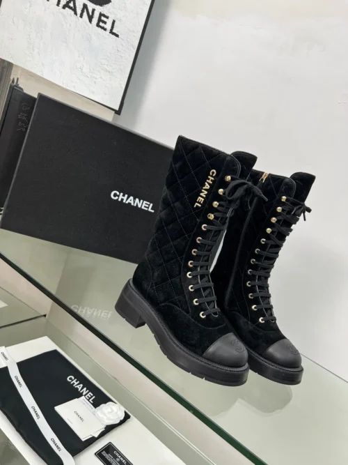 Chanel Black White Boots Style 0068