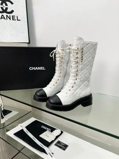 Chanel Black White Boots Style 0069