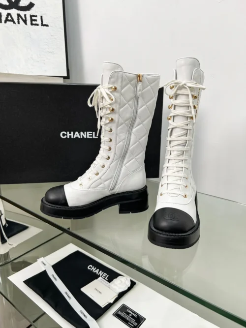 Chanel Black White Boots Style 0069