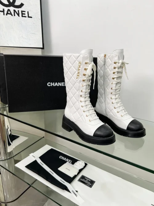 Chanel Black White Boots Style 0069