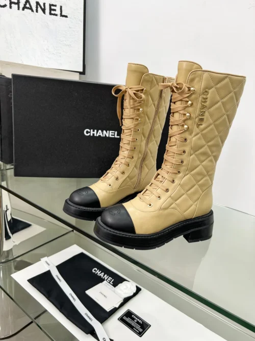 Chanel Black White Boots Style 0070