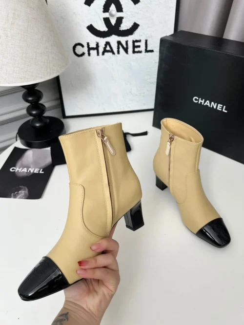 Chanel Black Lambskin Boots Style 0082