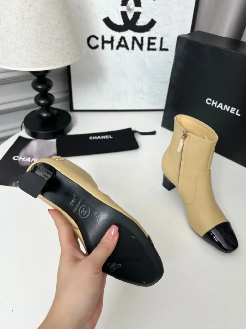 Chanel Black Lambskin Boots Style 0082