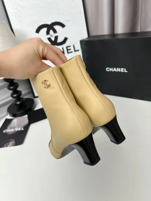 Chanel Black Lambskin Boots Style 0082