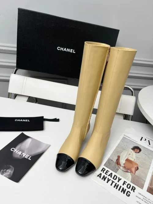 Chanel Black Lambskin Boots Style 0084