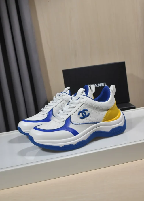 Chanel White Blue Sneakers Style 0158