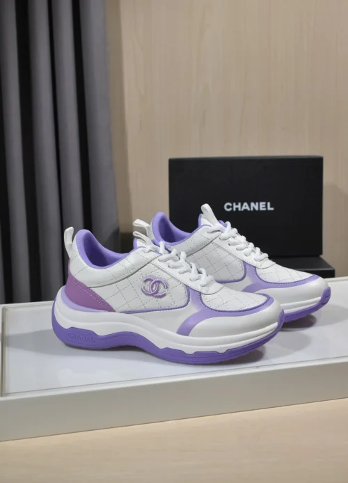 Chanel White Blue Sneakers