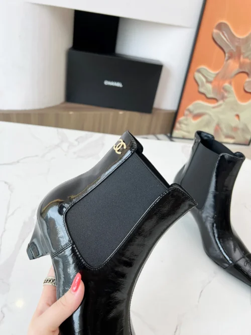 Chanel All Black Lambskin Boots Style 0210