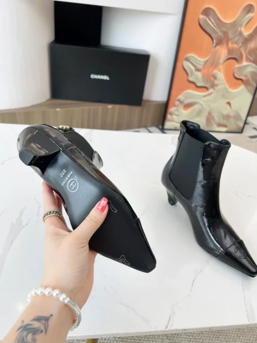 Chanel All Black Lambskin Boots Style 0210