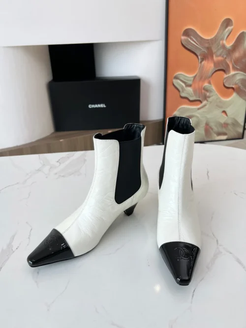 Chanel All Black Lambskin Boots Style 0211