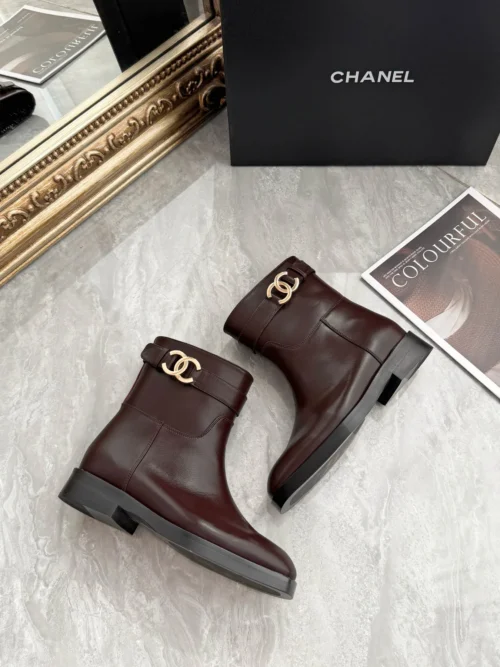 Chanel Brown Leather Boots Style 0214
