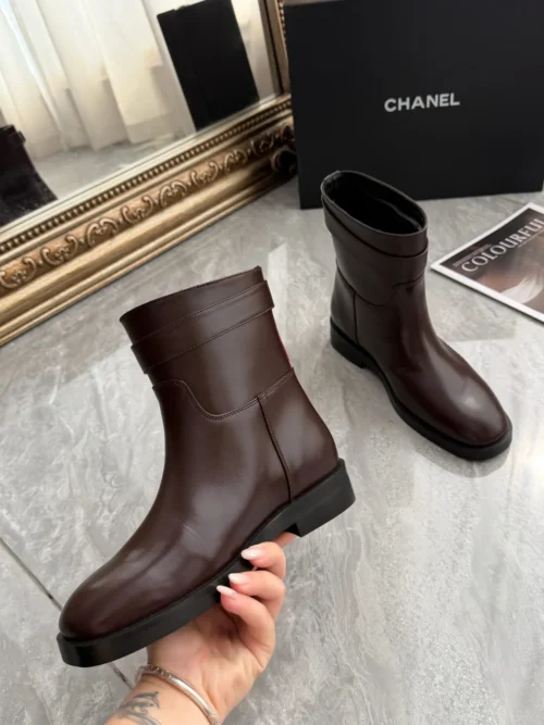 Chanel Brown Leather Boots Style 0214