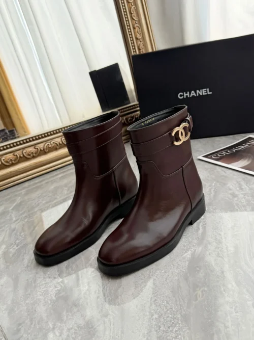 Chanel Brown Leather Boots Style 0214