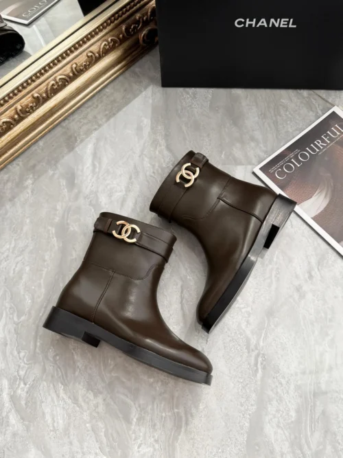Chanel Brown Leather Boots