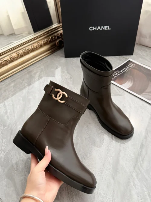 Chanel Brown Leather Boots