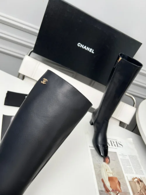 Chanel Black Lambskin Boots Style 0219