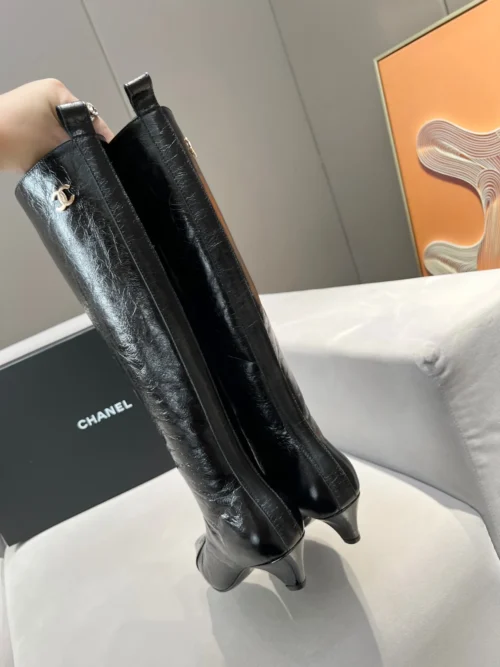 Chanel All Black Lambskin Boots Style 0220