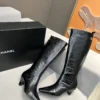 Chanel All Black Lambskin Boots Style 0220