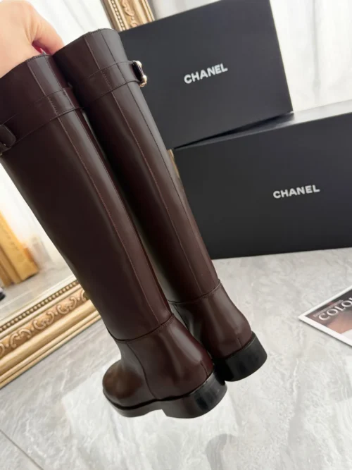 Chanel Brown Leather Boots Style 0224