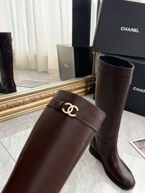Chanel Brown Leather Boots Style 0224