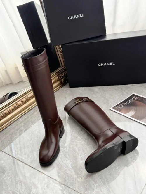 Chanel Brown Leather Boots Style 0224