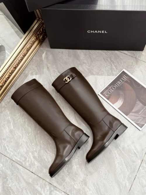 Chanel Brown Leather Boots Style 0225