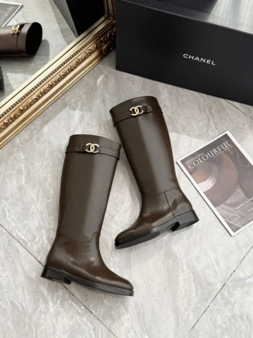 Chanel Brown Leather Boots Style 0225