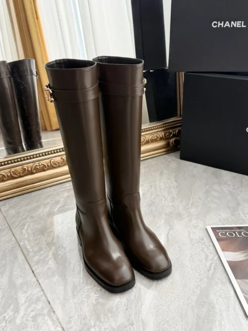 Chanel Brown Leather Boots Style 0225