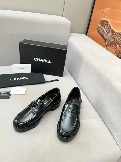 Chanel Black White Loafers