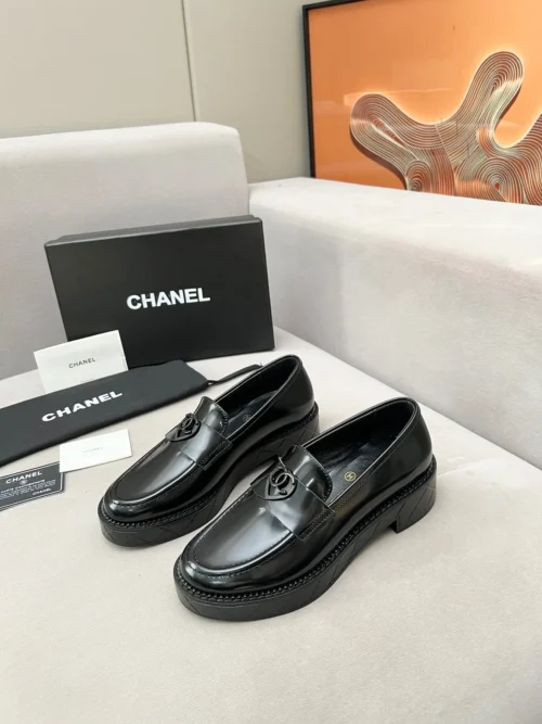 Chanel Black White Loafers