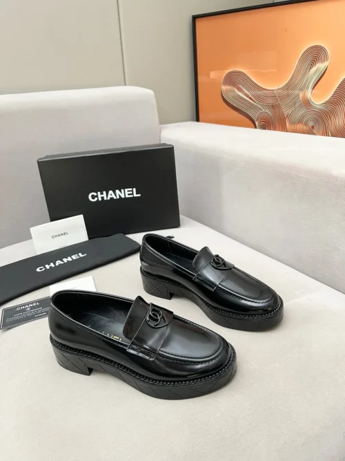 Chanel Black White Loafers