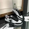 Chanel Black White Lambskin Sneakers