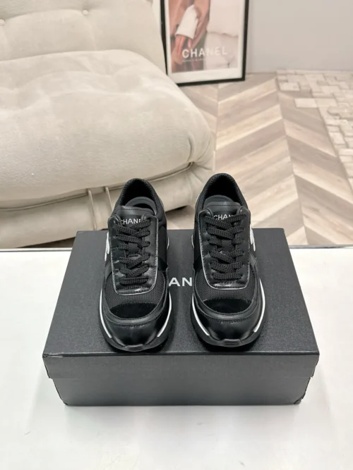 Chanel Black White Calfskin Sneakers