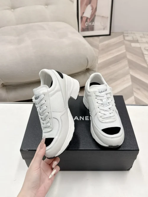 Chanel Black White Calfskin Sneakers Style 0779