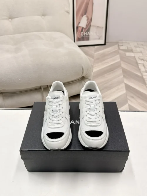 Chanel Black White Calfskin Sneakers Style 0779