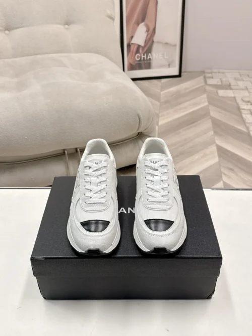 Chanel Black White Calfskin Sneakers Style 0781