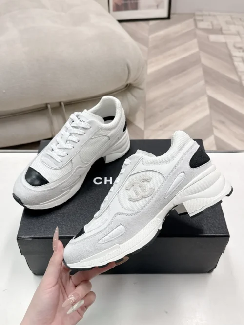 Chanel Black White Calfskin Sneakers Style 0781