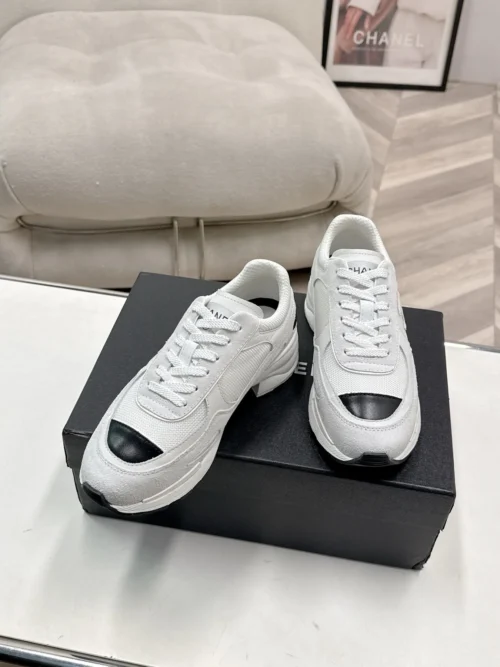 Chanel Black White Calfskin Sneakers Style 0781