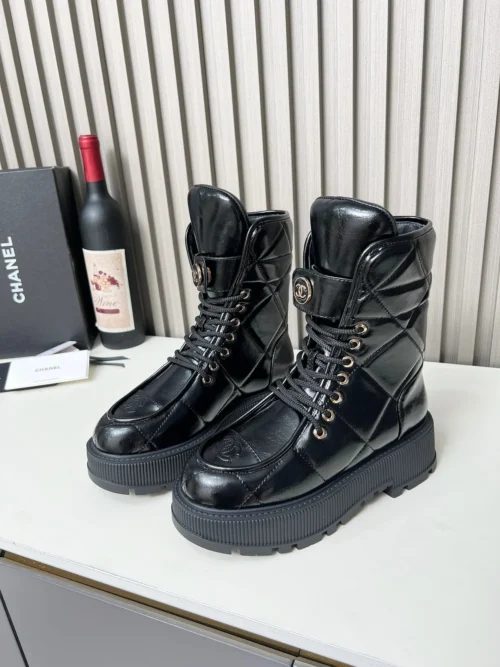 Chanel Off White Lambskin Boots