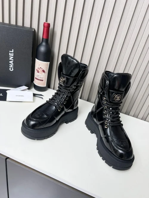 Chanel Off White Lambskin Boots