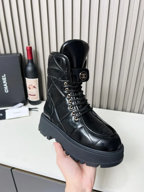 Chanel Off White Lambskin Boots