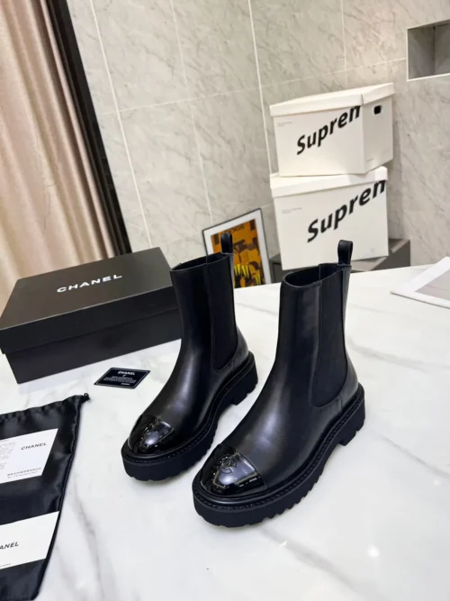 Chanel Black Leather Boots Style 0811